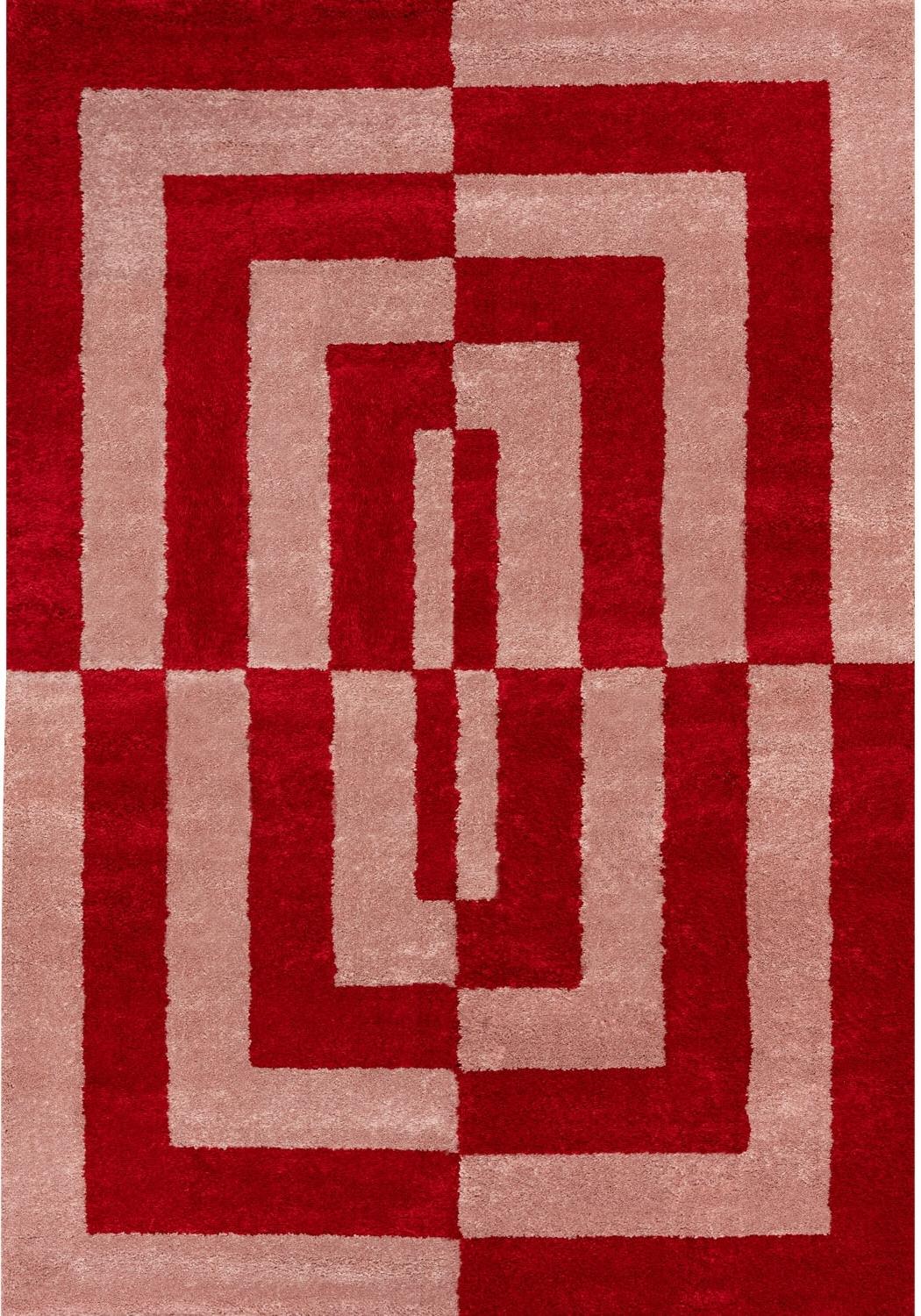Joli Geometric Red & Pink Rug - MOOAZAA