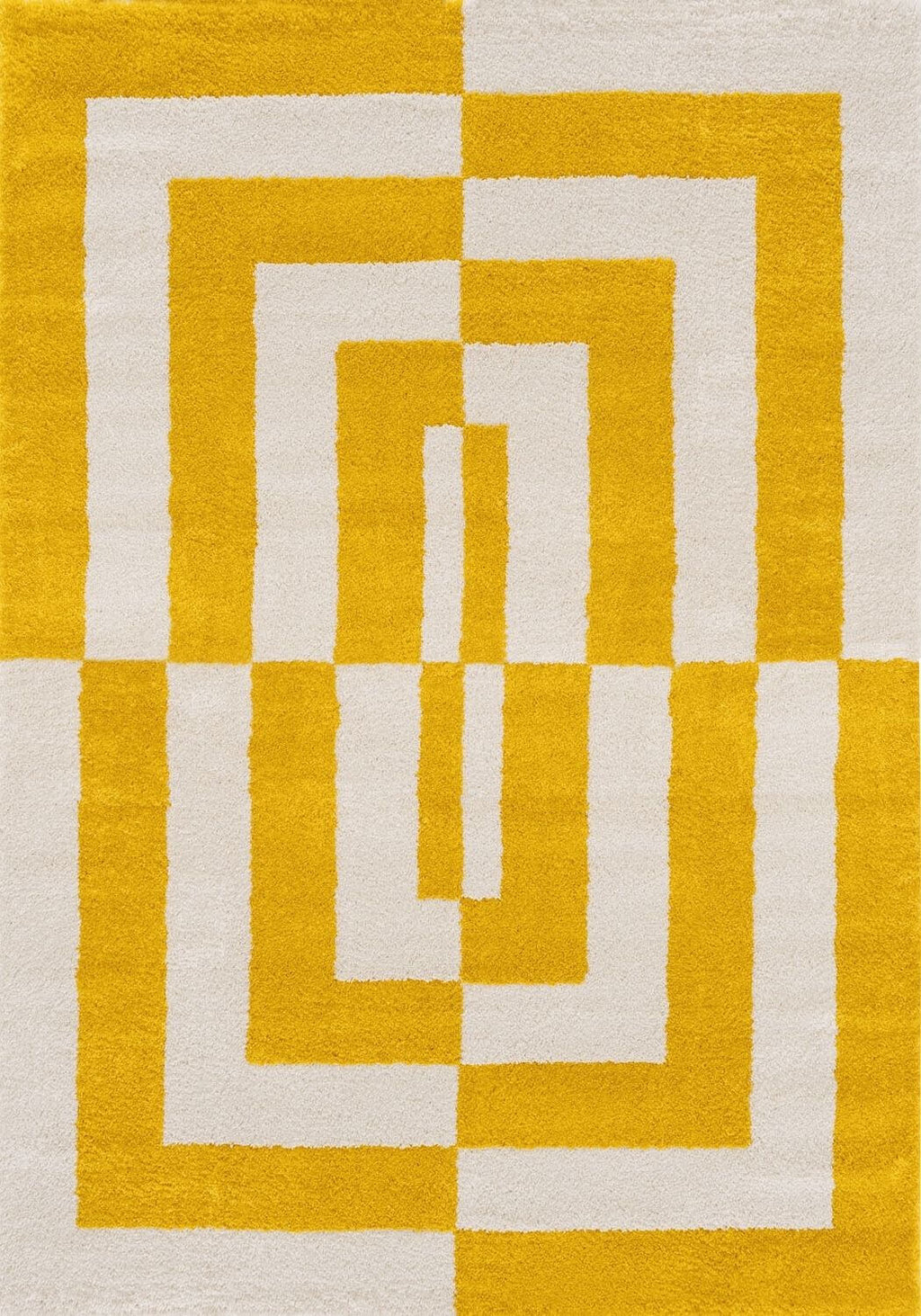 Joli Geometric Yellow & White Rug - MOOAZAA