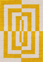 Joli Geometric Yellow & White Rug - MOOAZAA
