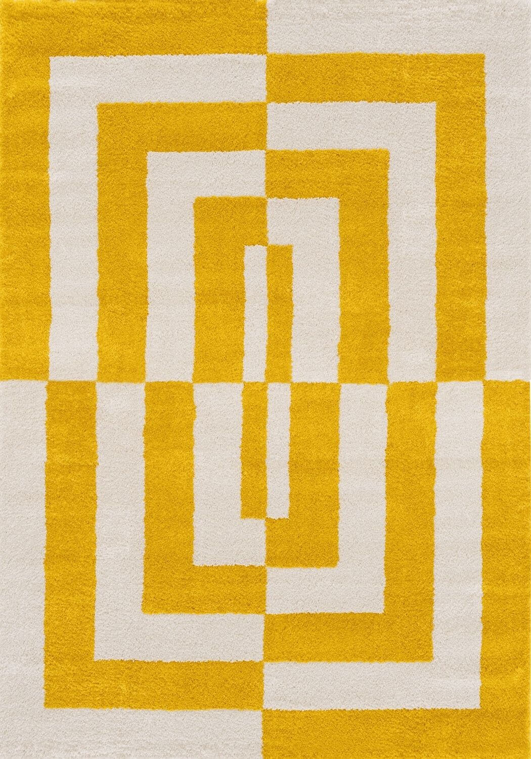Joli Geometric Yellow & White Rug - MOOAZAA