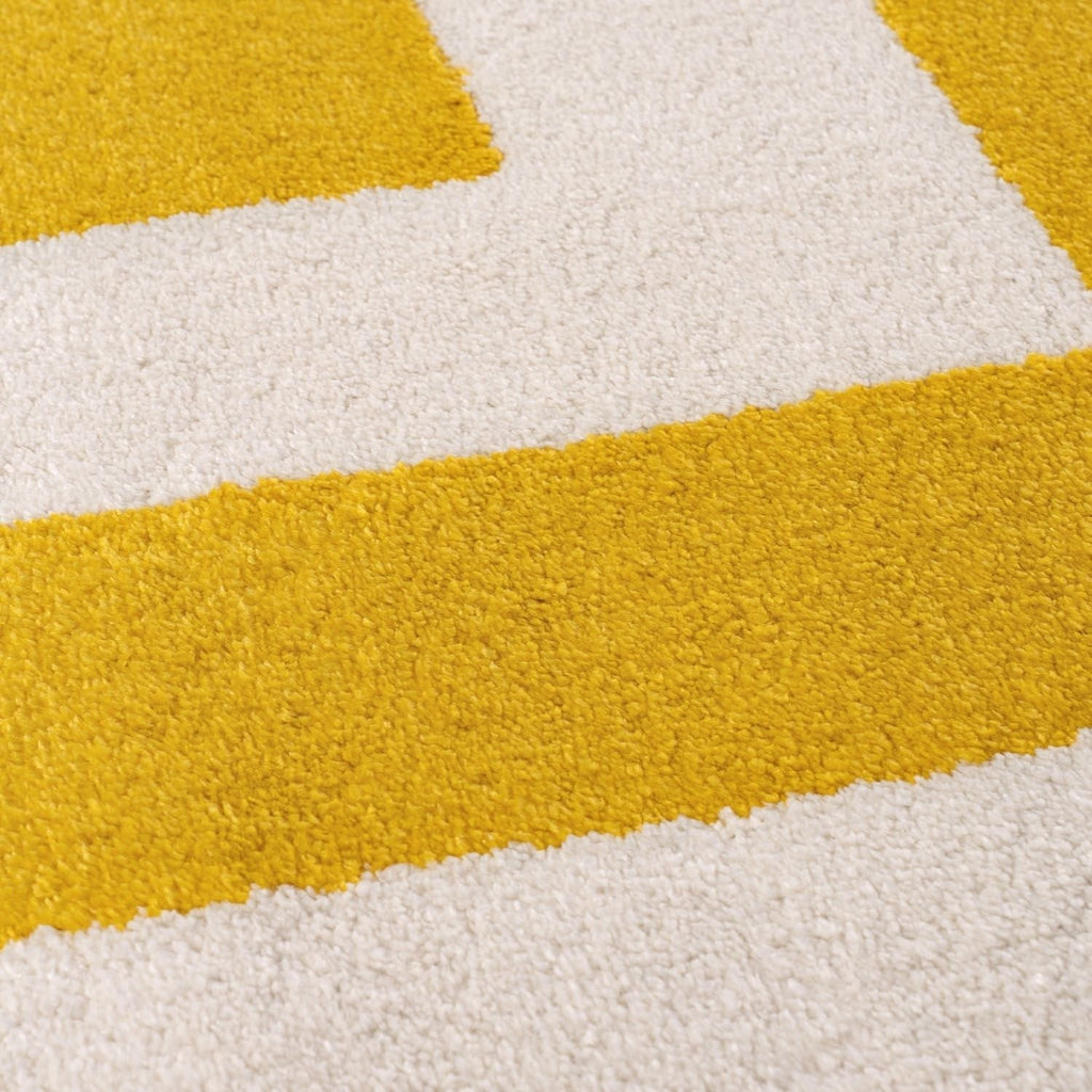 Joli Geometric Yellow & White Rug - MOOAZAA