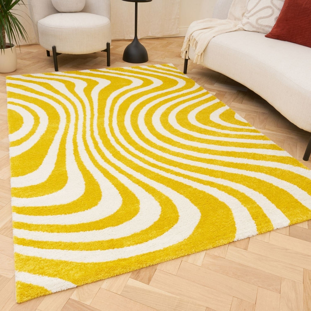 Joli Striped Yellow & White Rug - MOOAZAA