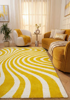Joli Striped Yellow & White Rug - MOOAZAA