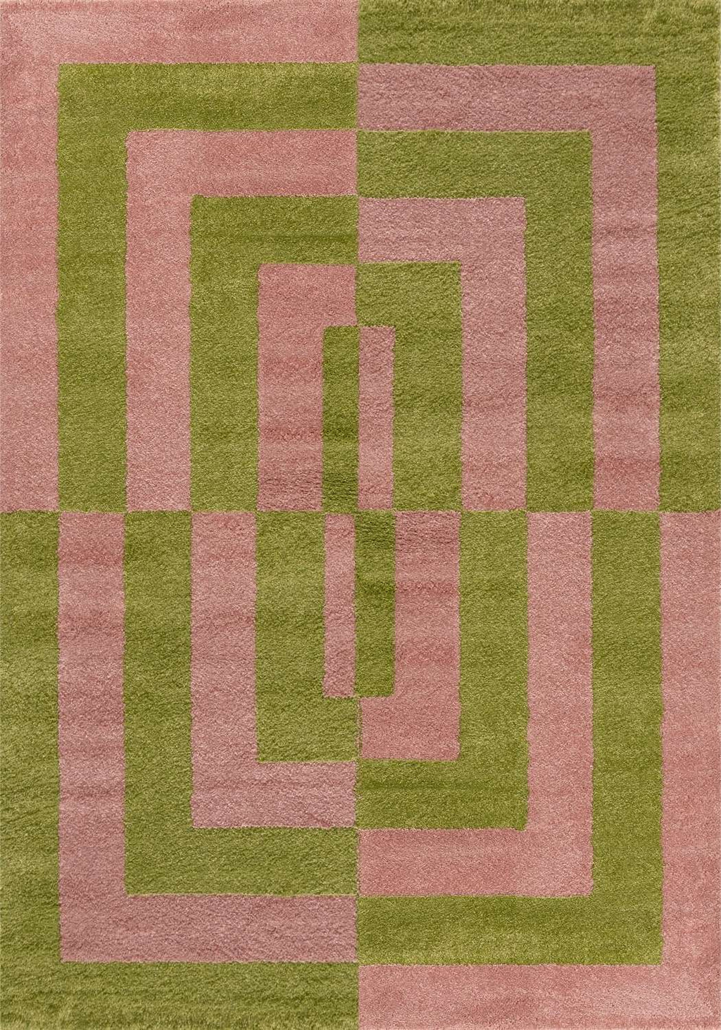 Joli Geometric Green & Pink Rug