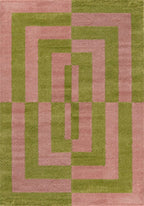 Joli Geometric Green & Pink Rug