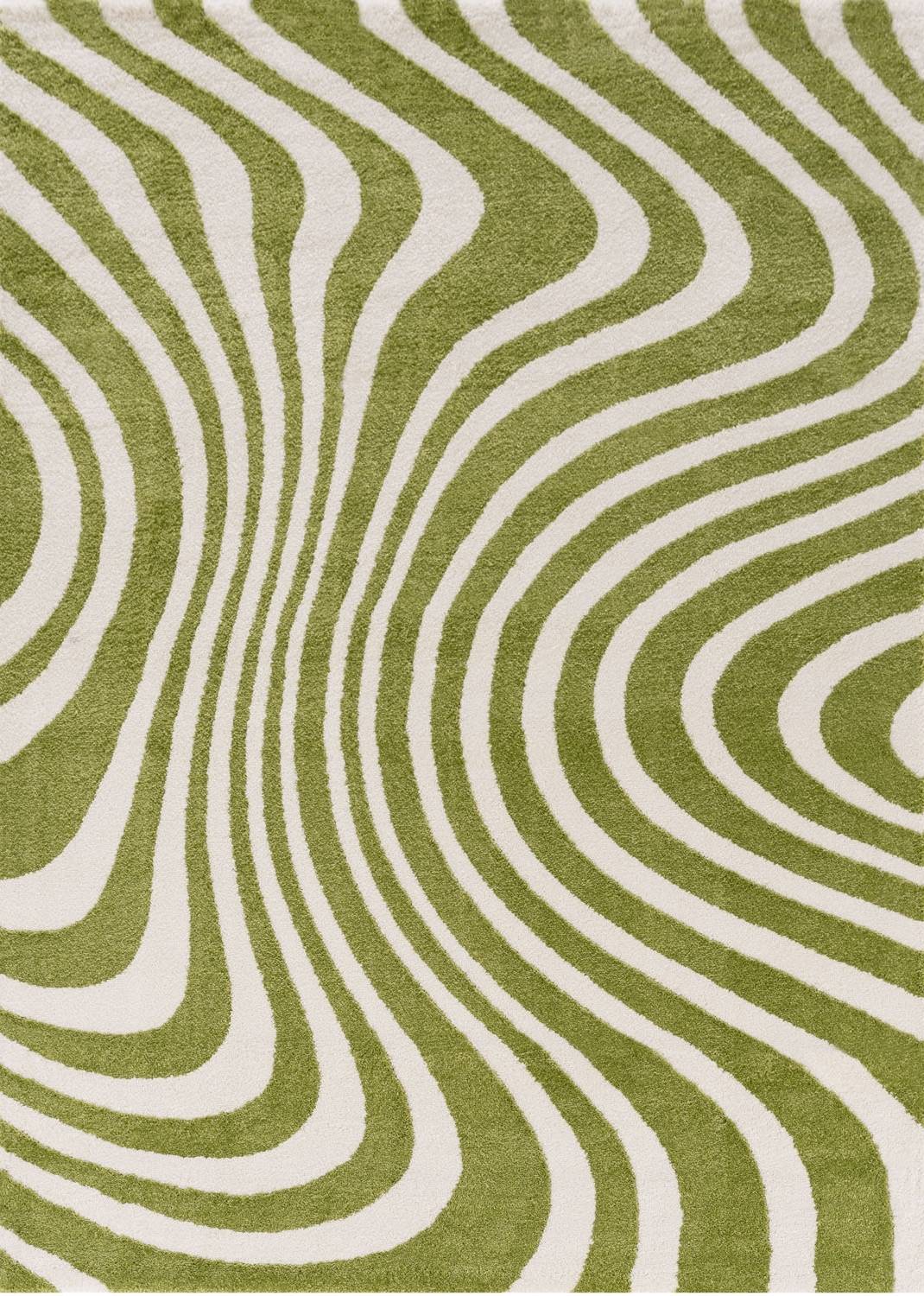 Joli Striped Green & White Rug