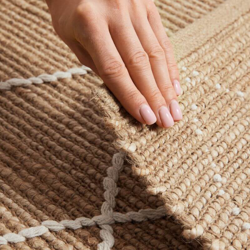 Jute Rug Kunu Natural Handwoven Diamond Design - MOOAZAA