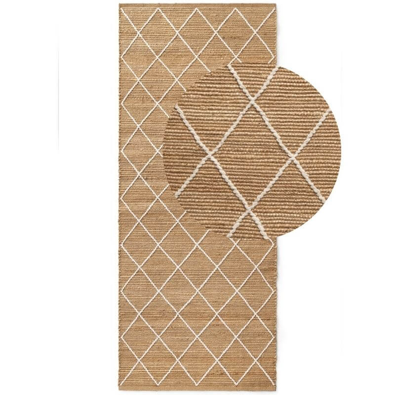 Jute Rug Kunu Natural Handwoven Diamond Design - MOOAZAA