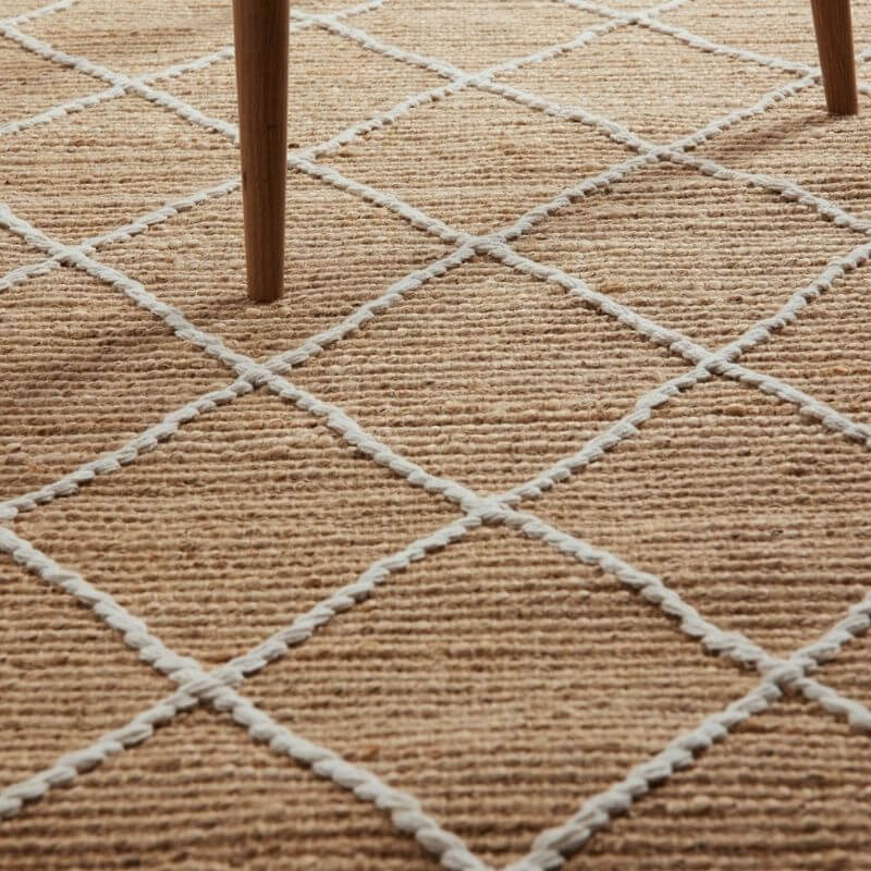 Jute Rug Kunu Natural Handwoven Diamond Design - MOOAZAA