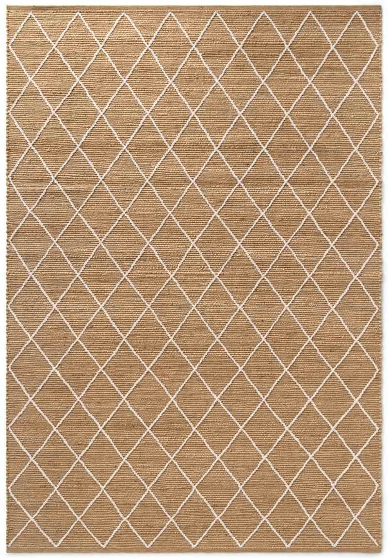 Jute Rug Kunu Natural Handwoven Diamond Design - MOOAZAA