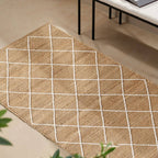 Jute Rug Kunu Natural Handwoven Diamond Design - MOOAZAA