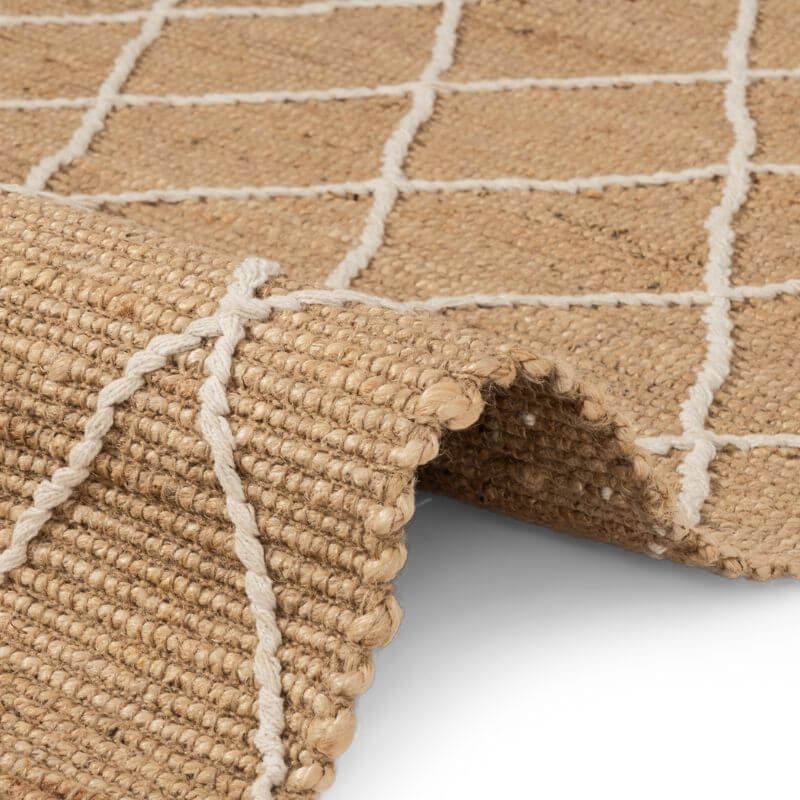 Jute Rug Kunu Natural Handwoven Diamond Design - MOOAZAA