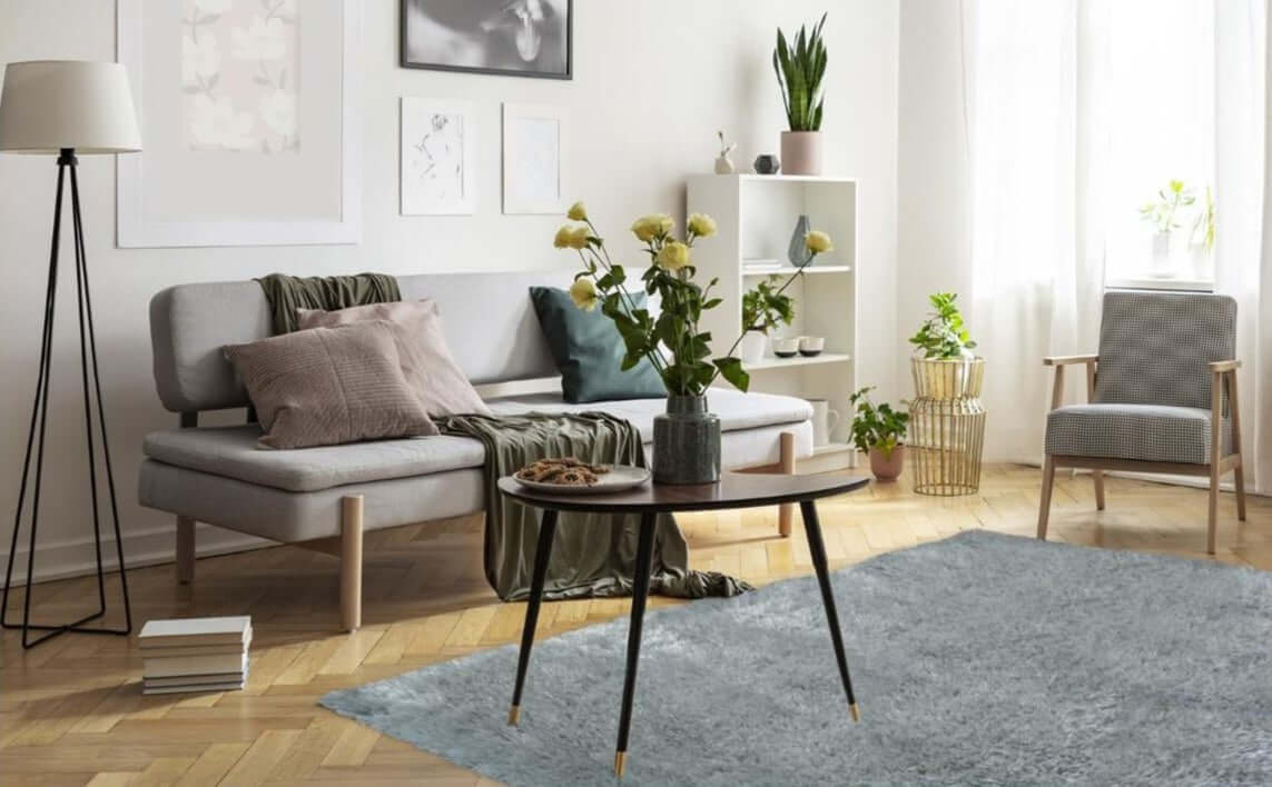 Lagom Duck Egg Blue Shaggy Rug - MOOAZAA