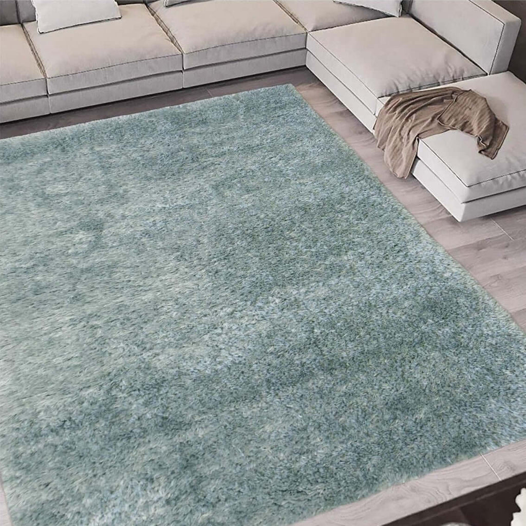 Lagom Duck Egg Blue Shaggy Rug - MOOAZAA
