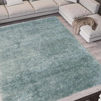 Lagom Duck Egg Blue Shaggy Rug - MOOAZAA
