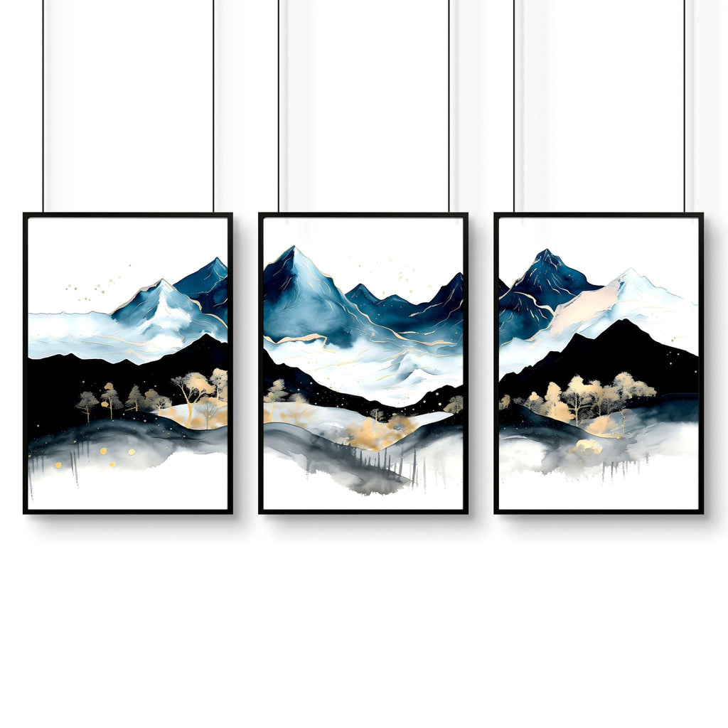 3 Piece Picture Frame Set – Nordic Teal Landscape Prints