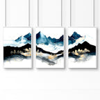 3 Piece Picture Frame Set – Nordic Teal Landscape Prints