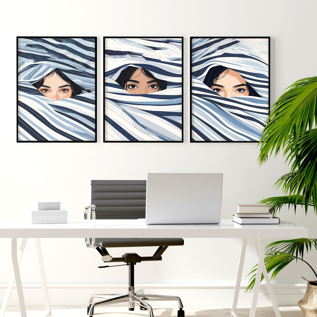 Large Art Prints | Set of 3 Boho Women Wall art Prints