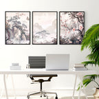 Large Artwork For Walls | Set of 3 Chinoiserie Wall art Prints