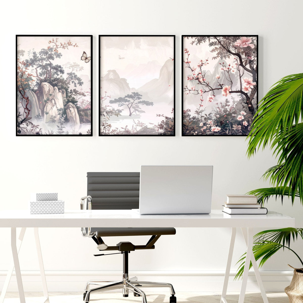 Large Artwork For Walls | Set of 3 Chinoiserie Wall art Prints