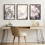 Large Artwork For Walls | Set of 3 Chinoiserie Wall art Prints