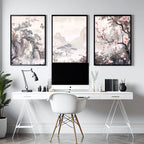 Large Artwork For Walls | Set of 3 Chinoiserie Wall art Prints
