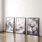 Large Contemporary Wall Art | Set of 3 Chinoiserie Wall art Prints