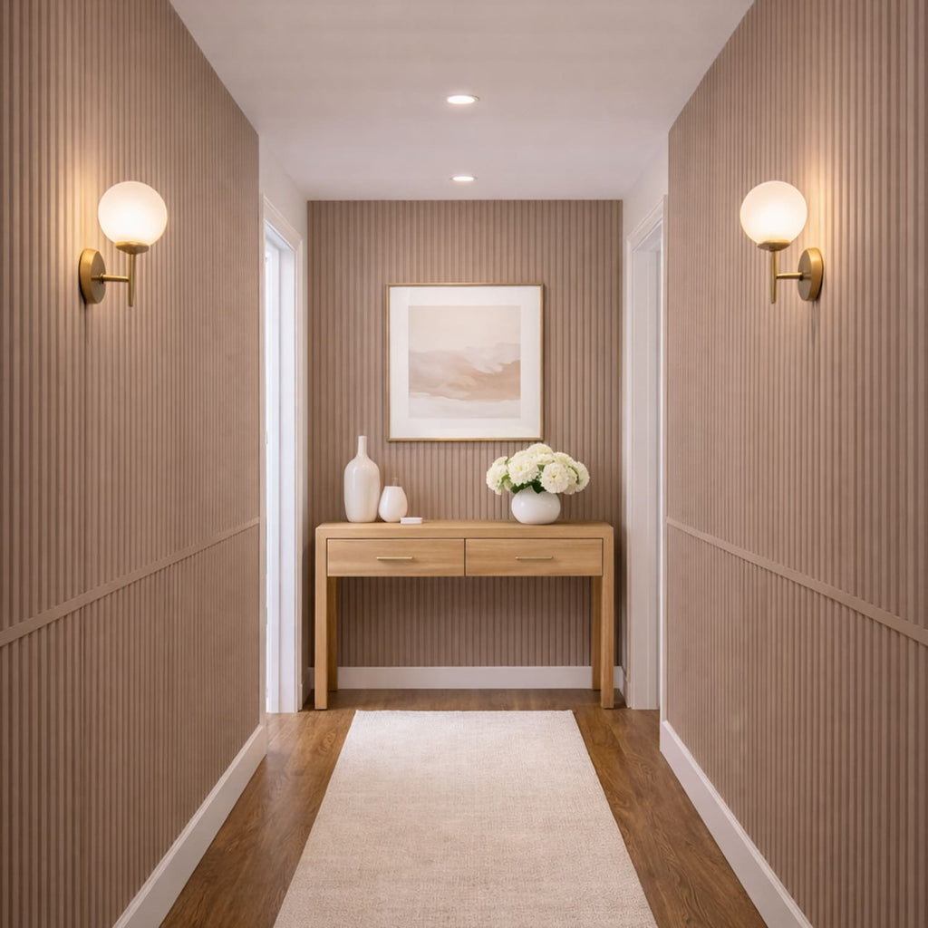 Large Fluted Wall Panels in Biscuit - 240cm x 60cm