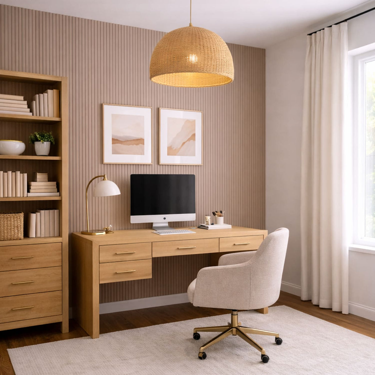 Large Fluted Wall Panels in Biscuit - 240cm x 60cm