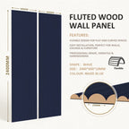 Large Fluted Wall Panels in Blue Maize - 240cm x 60cm