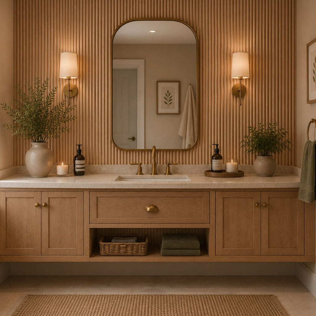 Large Fluted Wall Panels in Natural Oak - 240cm x 60cm