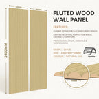 Large Fluted Wall Panels in Natural Oak - 240cm x 60cm