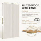 Large Fluted Wall Panels in Off White Scallop - 240cm x 60cm