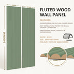 Large Fluted Wall Panels in Vintage Sage Green - 240cm x 60cm