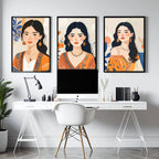 Large Framed Prints | Set of 3 Boho Women Wall art Prints