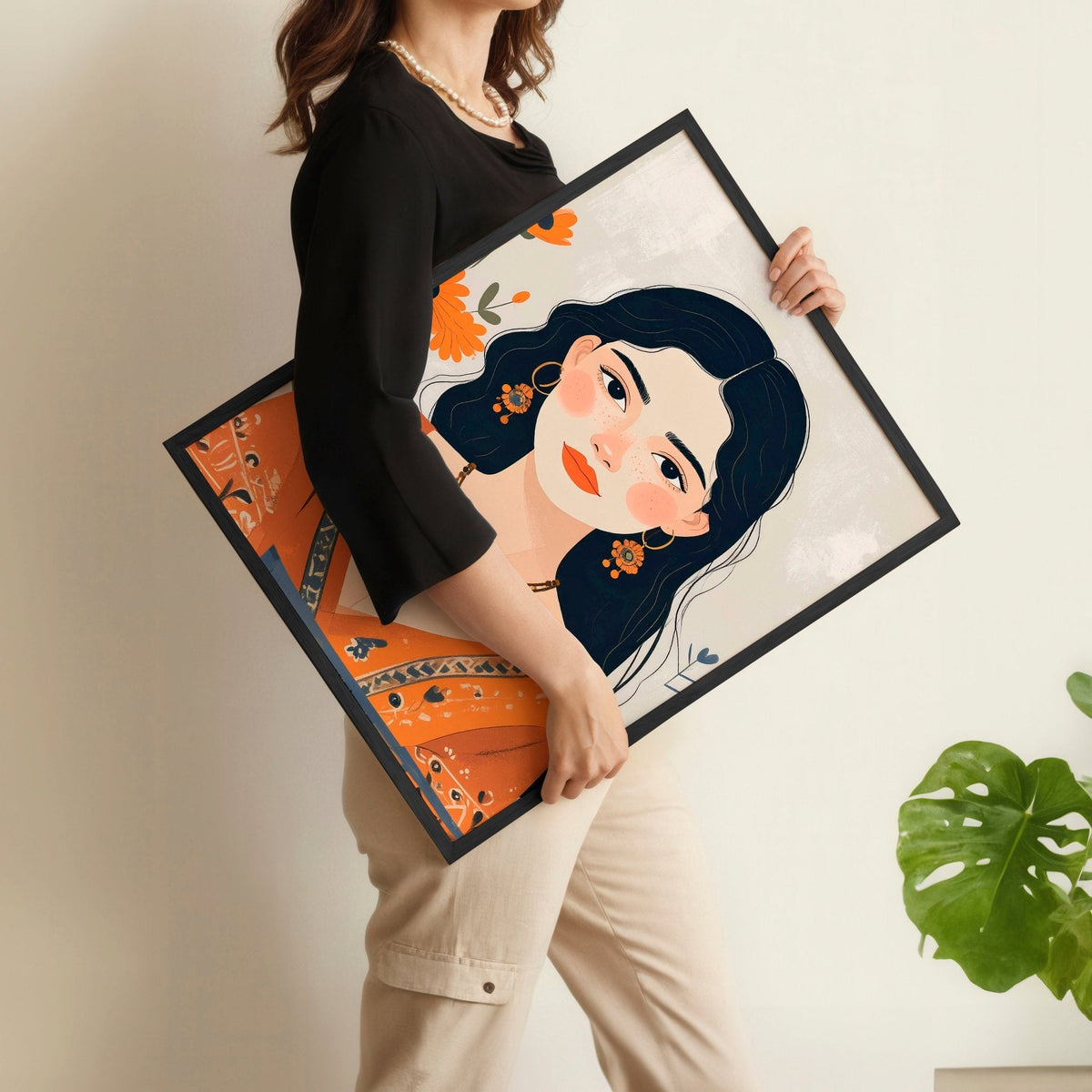 Large Framed Prints | Set of 3 Boho Women Wall art Prints