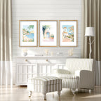Large Modern Pictures For Living Room | Set of 3 Beach Decor Wall art Prints