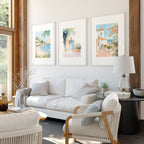 Large Modern Pictures For Living Room | Set of 3 Beach Decor Wall art Prints