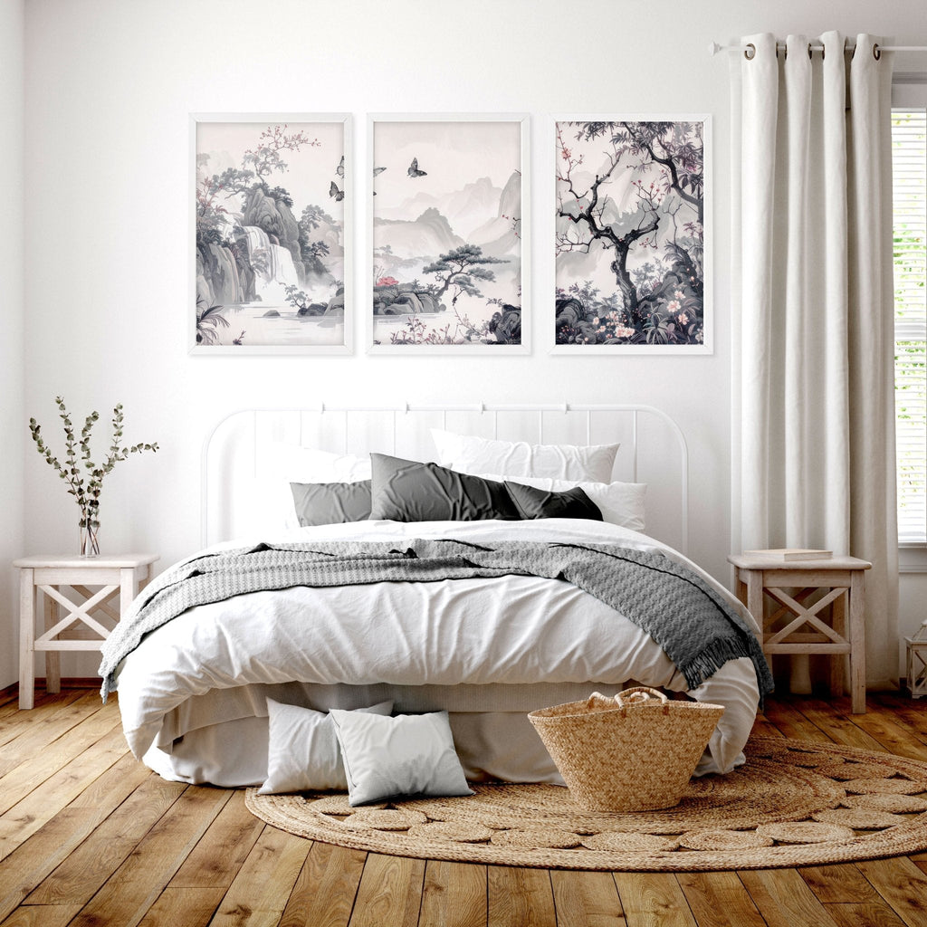Large Picture Prints | Set of 3 Chinoiserie Wall art Prints