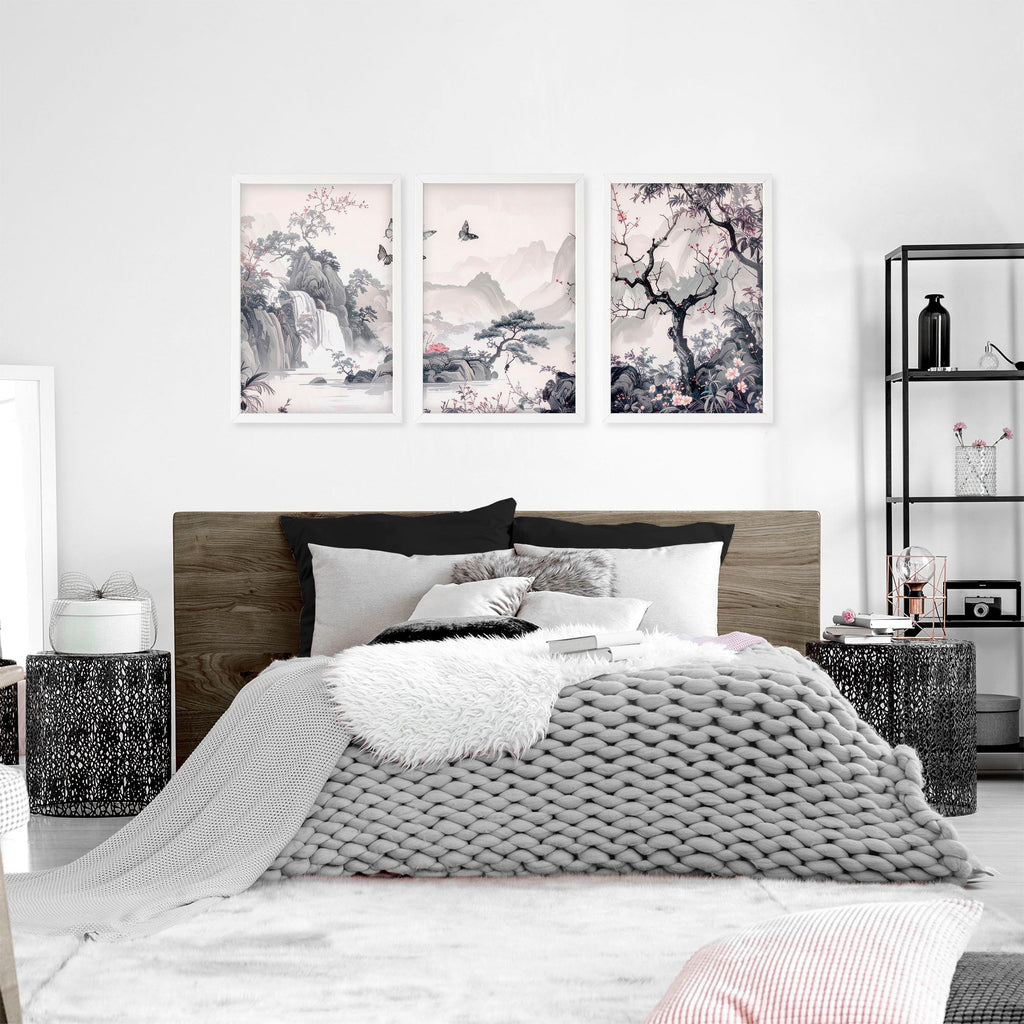 Large Picture Prints | Set of 3 Chinoiserie Wall art Prints