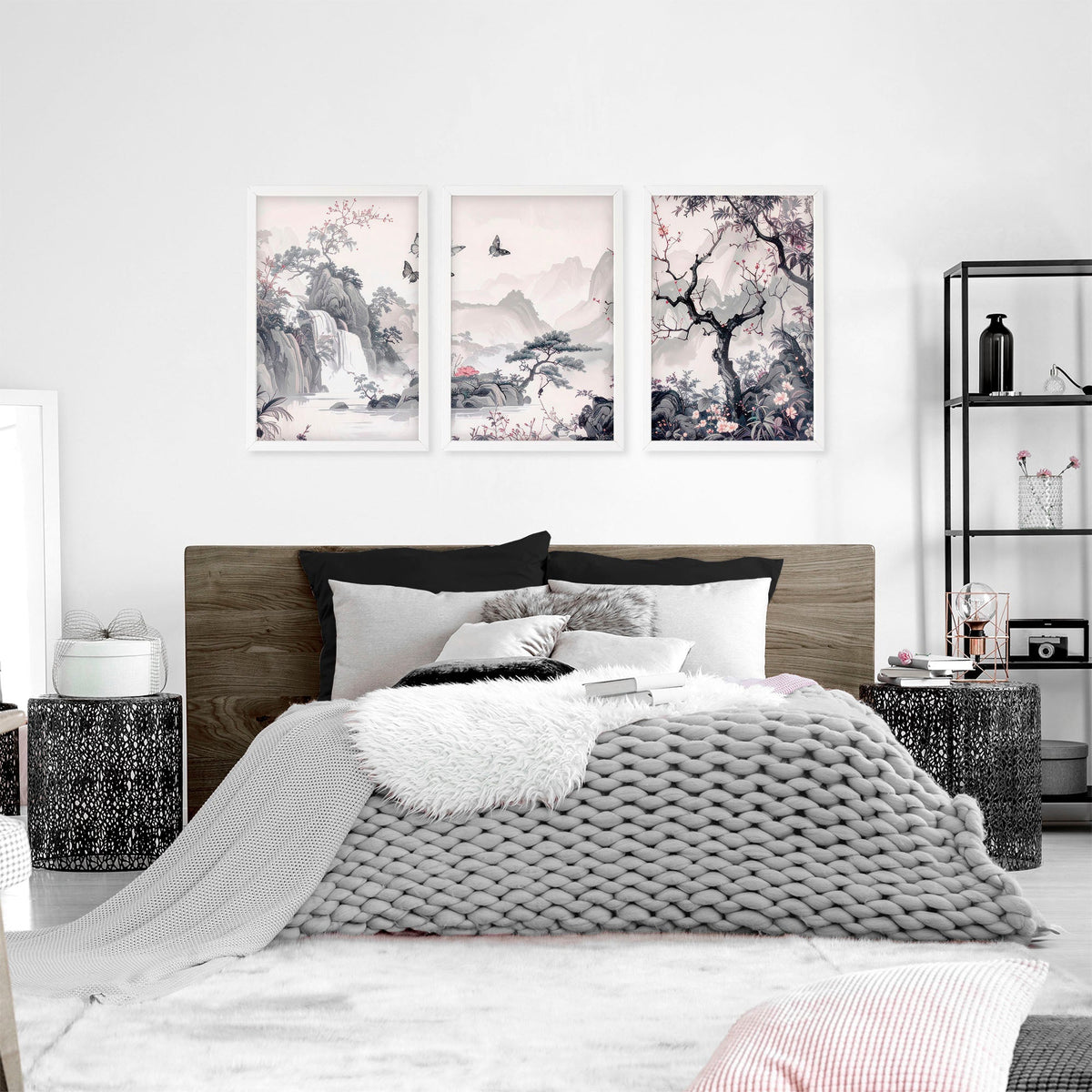 Large Picture Prints | Set of 3 Chinoiserie Wall art Prints