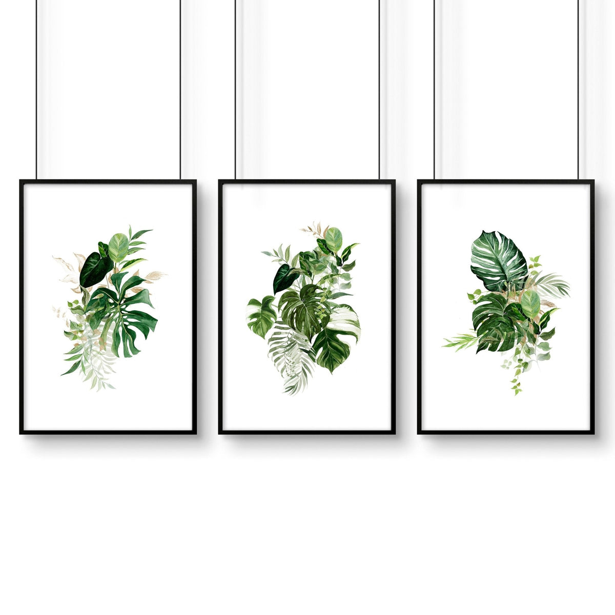 Large prints for living room | set of 3 Tropical wall art prints