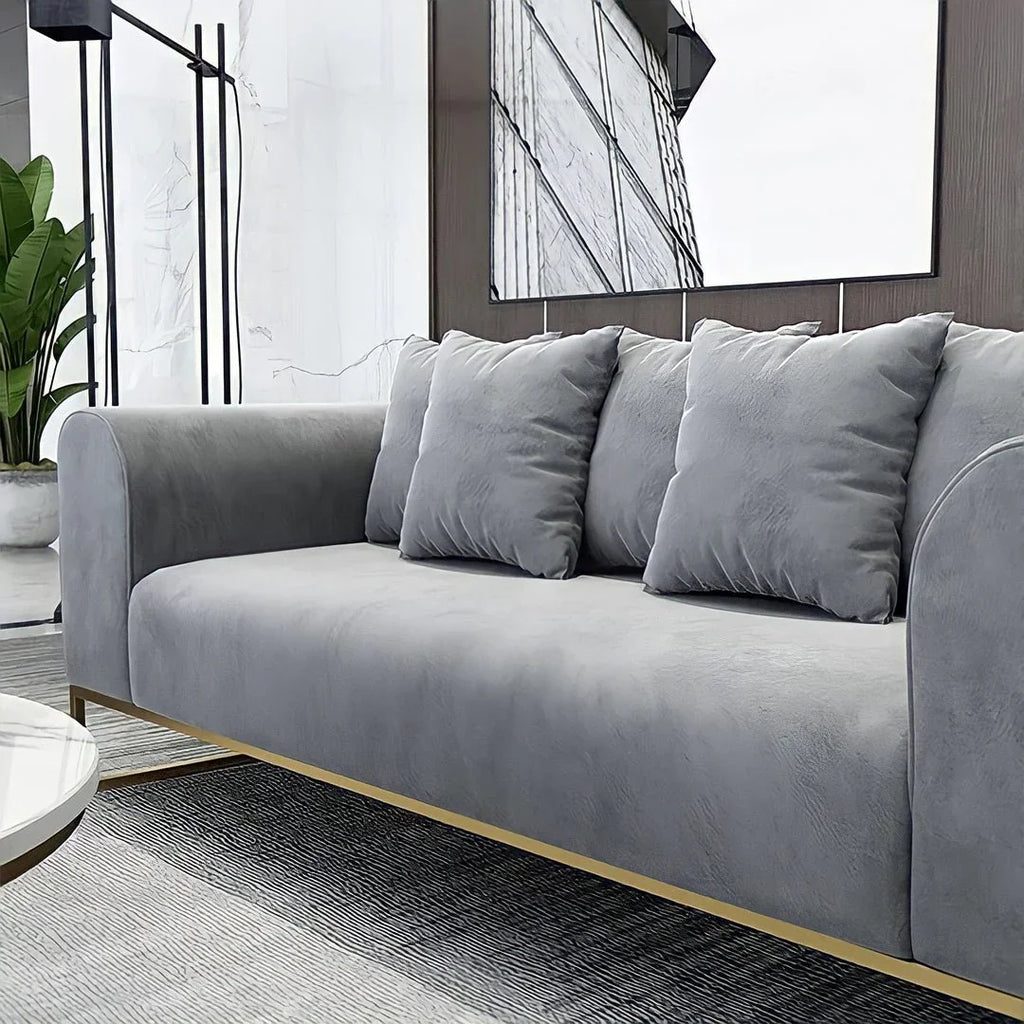 Larissa Sofas Sets in Luxury Grey Velvet, Express Delivery - MOOAZAA 