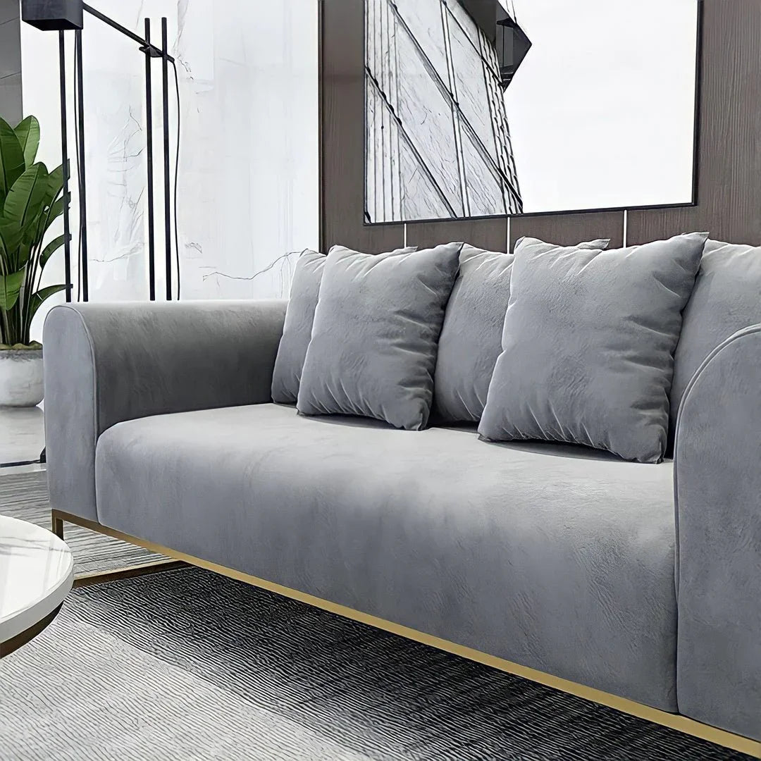 Larissa Sofas Sets in Luxury Grey Velvet, Express Delivery - MOOAZAA 
