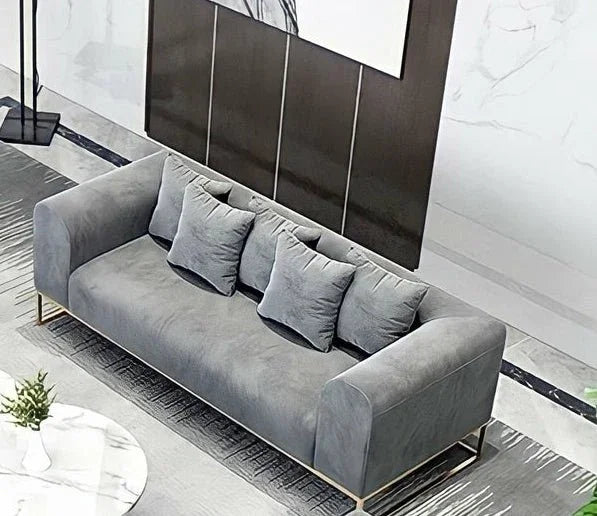 Larissa Sofas Sets in Luxury Grey Velvet, Express Delivery - MOOAZAA 