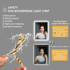 LED Light Bathroom Mirror Illuminated Wall Mounted Vanity Makeup Anti-Fog Rectangle 3 Colors Touch Light - MOOAZAA