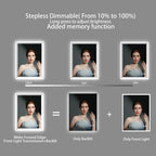 LED Light Bathroom Mirror Illuminated Wall Mounted Vanity Makeup Anti-Fog Rectangle 3 Colors Touch Light - MOOAZAA