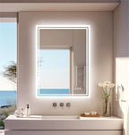 LED Light Bathroom Mirror Illuminated Wall Mounted Vanity Makeup Anti-Fog Rectangle 3 Colors Touch Light - MOOAZAA