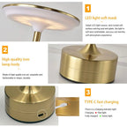 LED Table Lamp Touch Sensor Night Light – USB Rechargeable Portable Wireless Lamp for Bedroom, Restaurant, Hotel, or Bar - MOOAZAA
