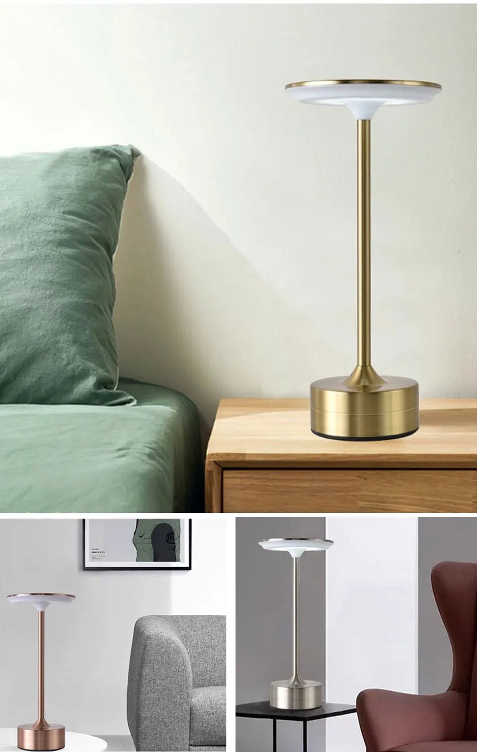 LED Table Lamp Touch Sensor Night Light – USB Rechargeable Portable Wireless Lamp for Bedroom, Restaurant, Hotel, or Bar - MOOAZAA